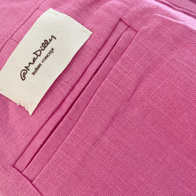 Pantalone in lino e cotone color barbie