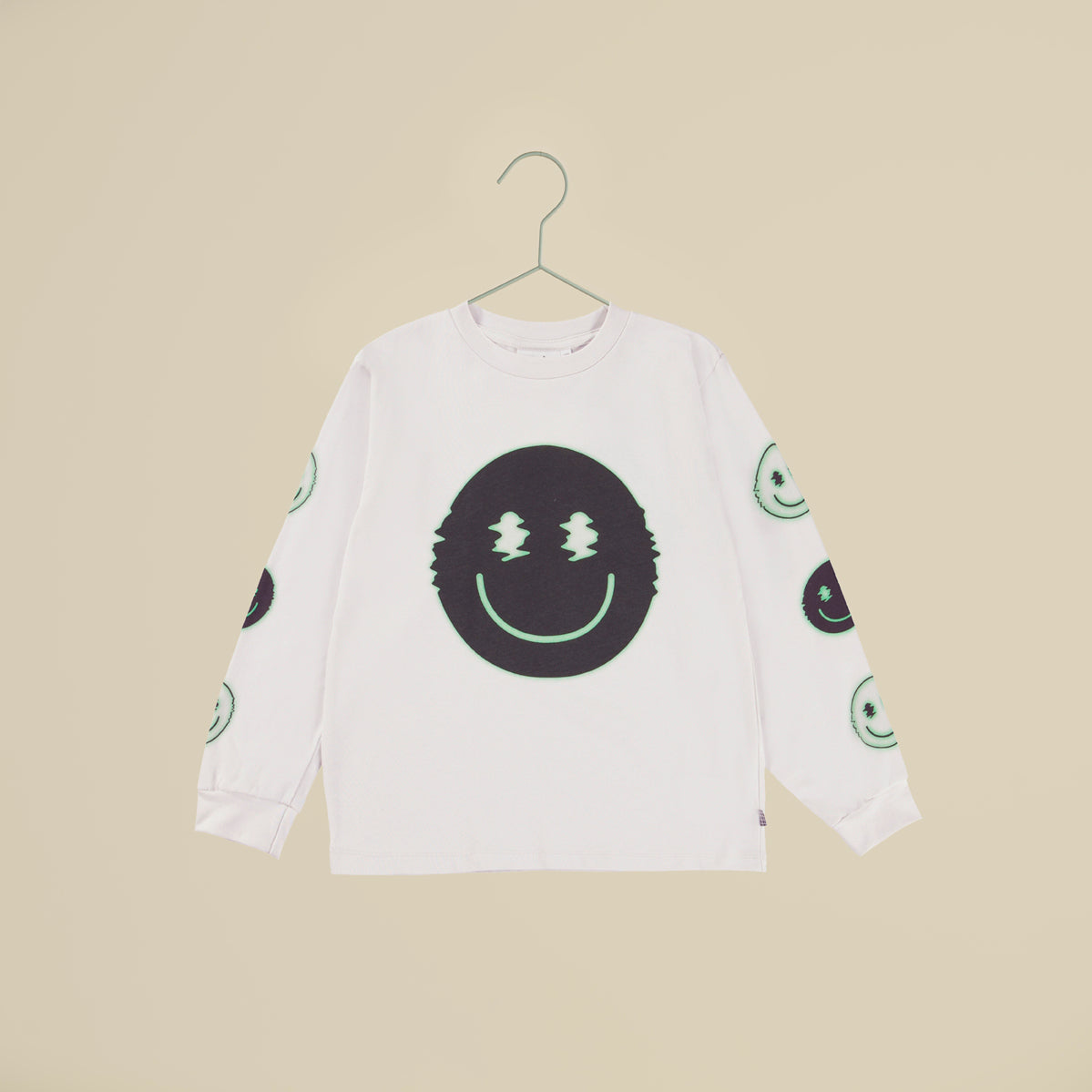 T-shirt bianca maniche lunge con Smile Screen