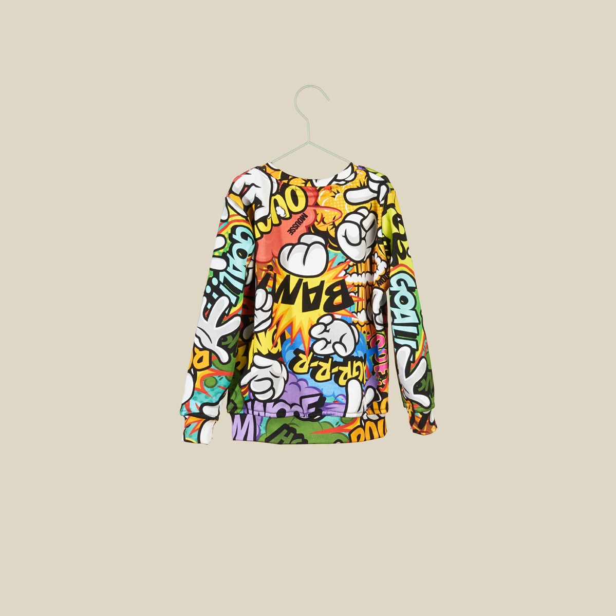 Felpa girocollo multicolor con fantasia graffiti