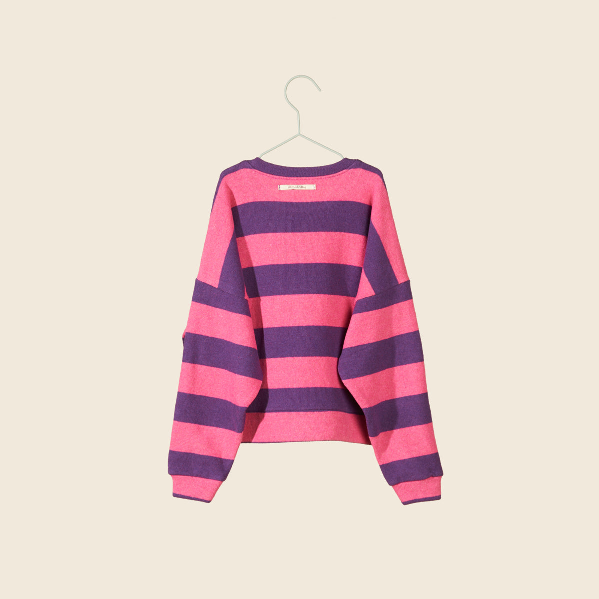 Maglia in caldo cotone maxi righe viola e fuxia