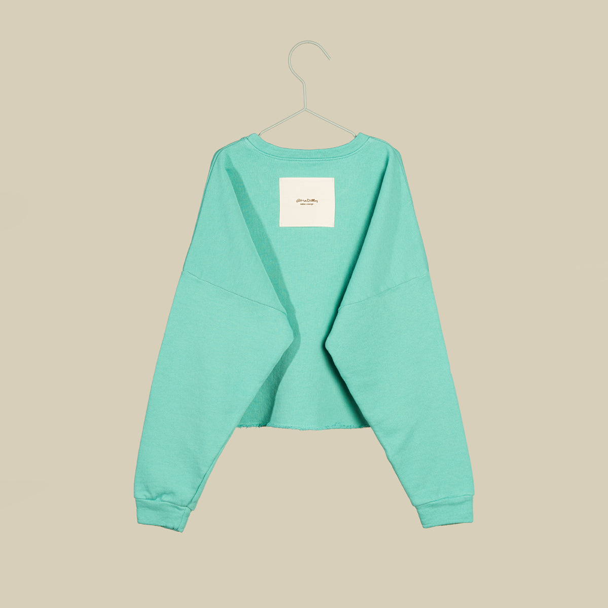 Felpa crop maniche lunghe color acqua marina