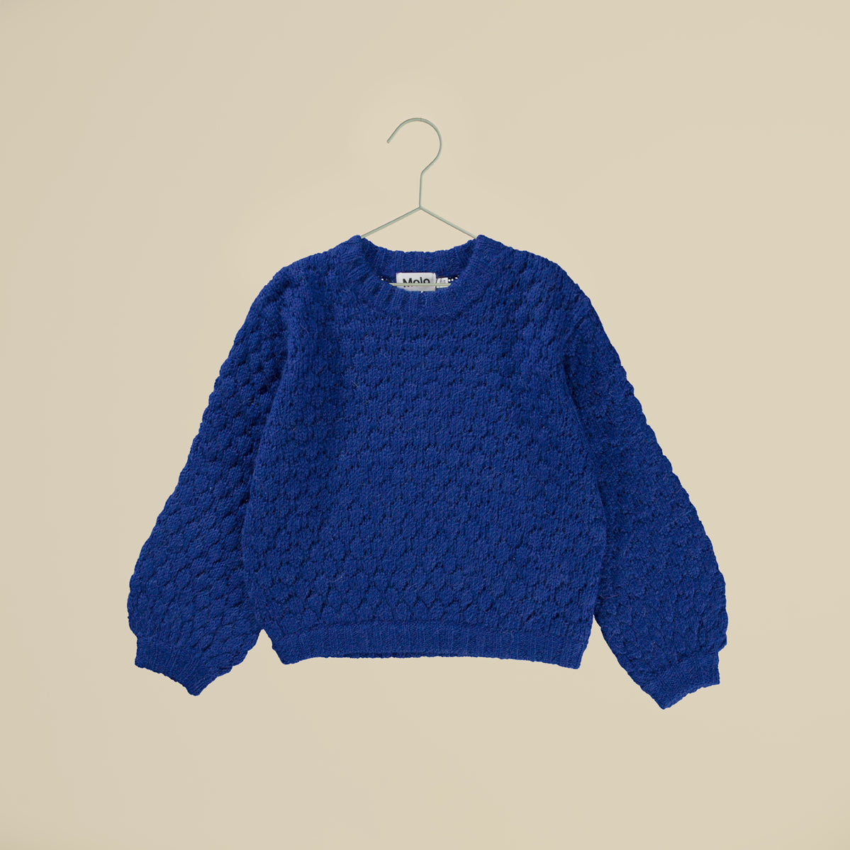 Maglione girocollo blu elettrico in alpaca