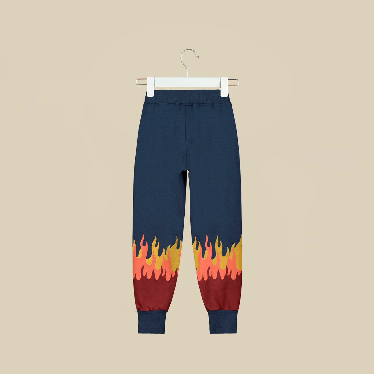 Pantalone jogger con stampa fiamme
