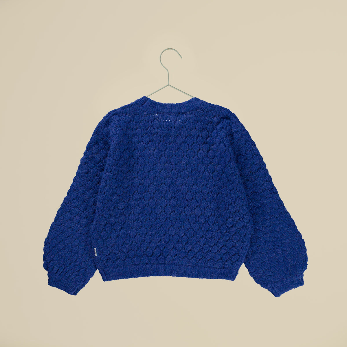Maglione girocollo blu elettrico in alpaca