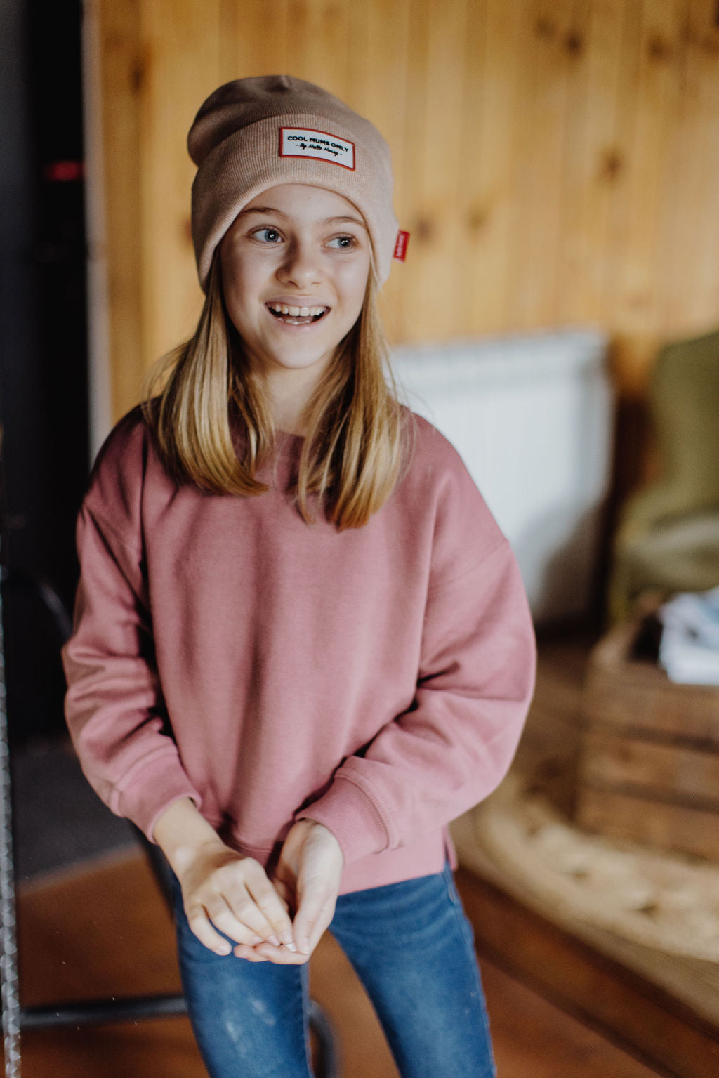 Cappellino in cotone Cool Kids color rosa nude