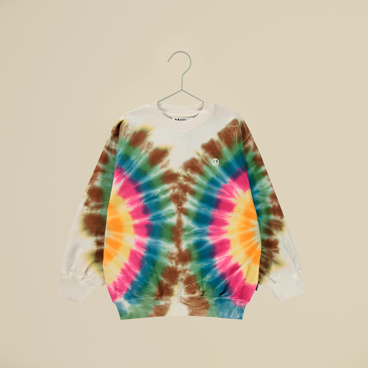 Felpa avorio girocollo multicolor tie-dye