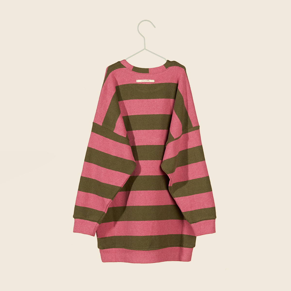 Maxi maglia a righe malva e oliva