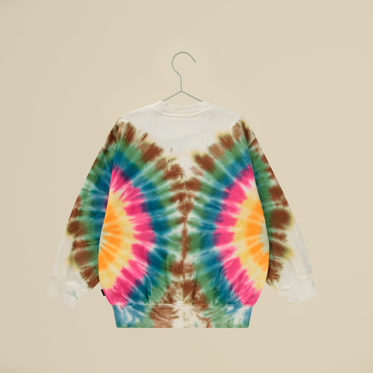 Felpa avorio girocollo multicolor tie-dye