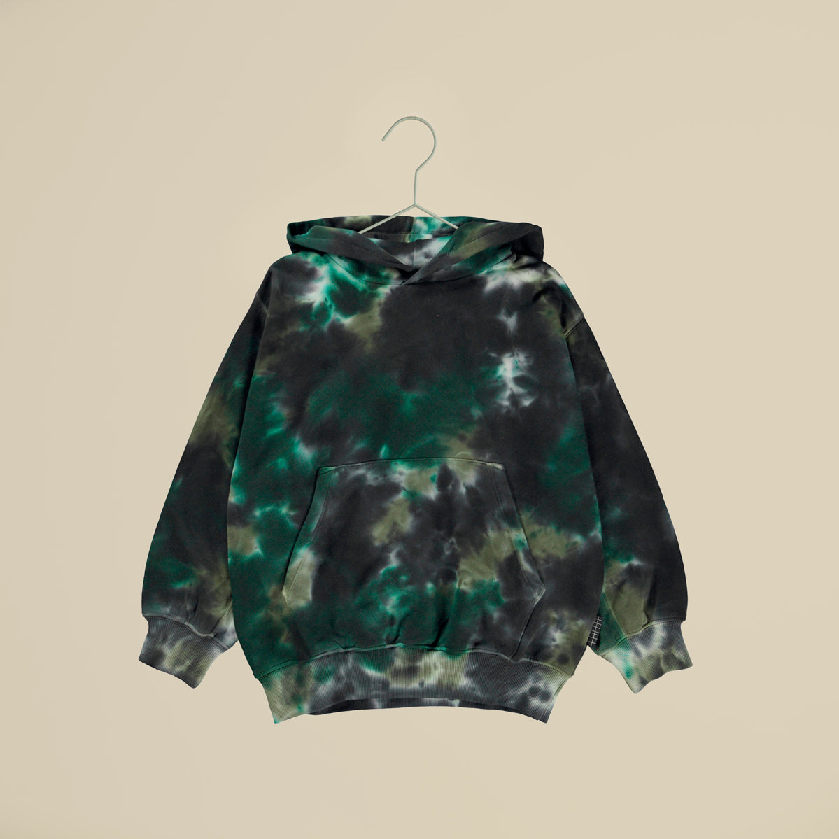 Felpa con cappuccio verde stampa tie-dye