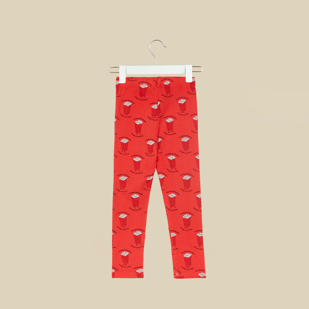 Leggings rossi con Pop Corn all over