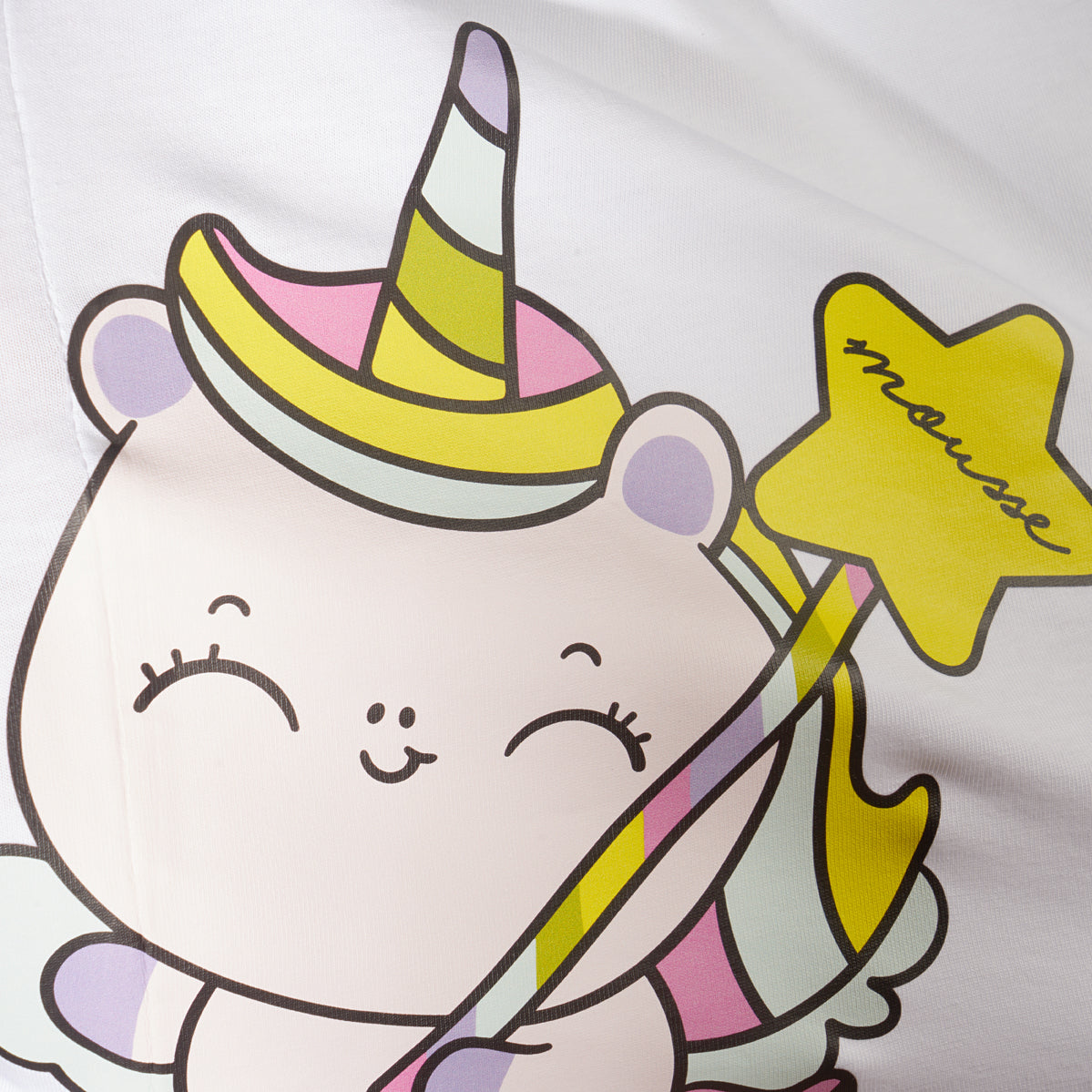 T-shirt bianca a manica lunga con Unicorno