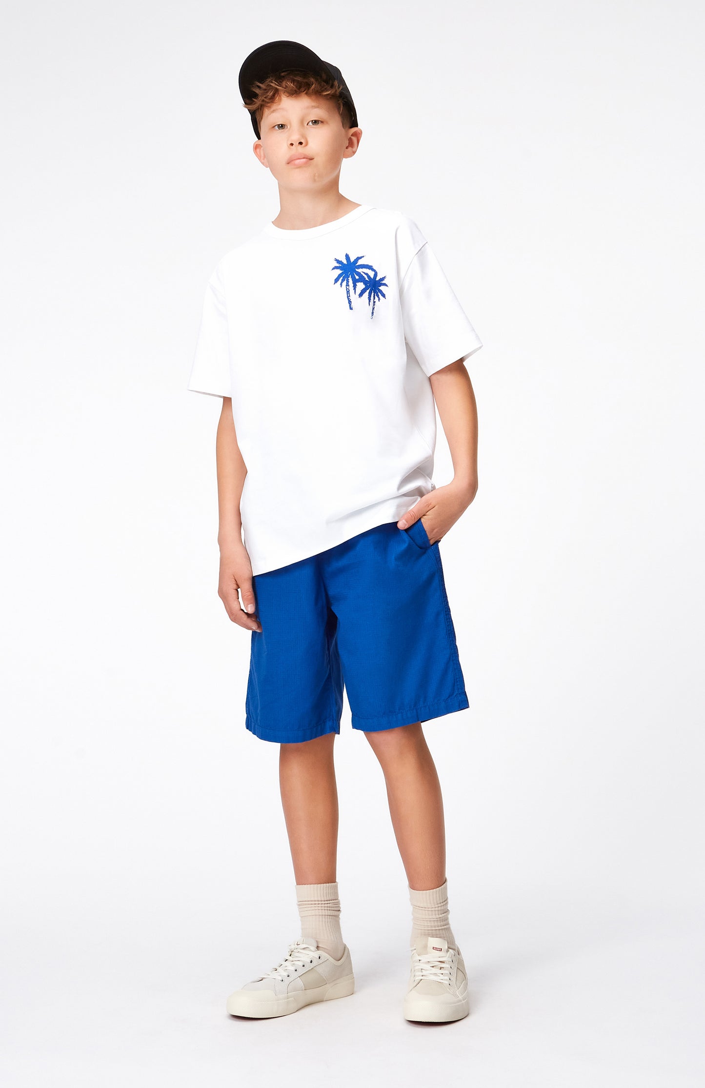 Shorts in cotone blu elettrico