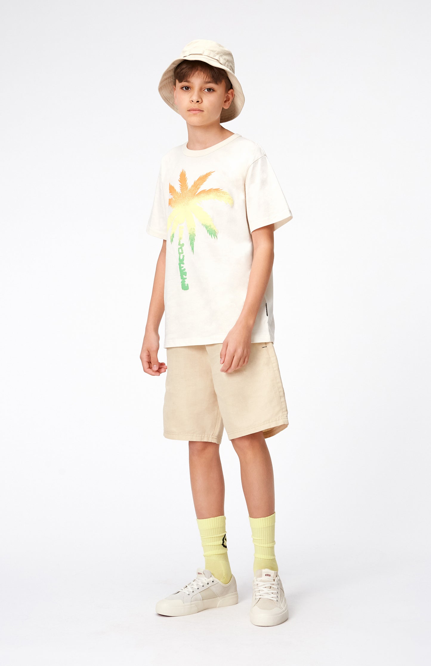 Shorts in lino e cotone color sabbia