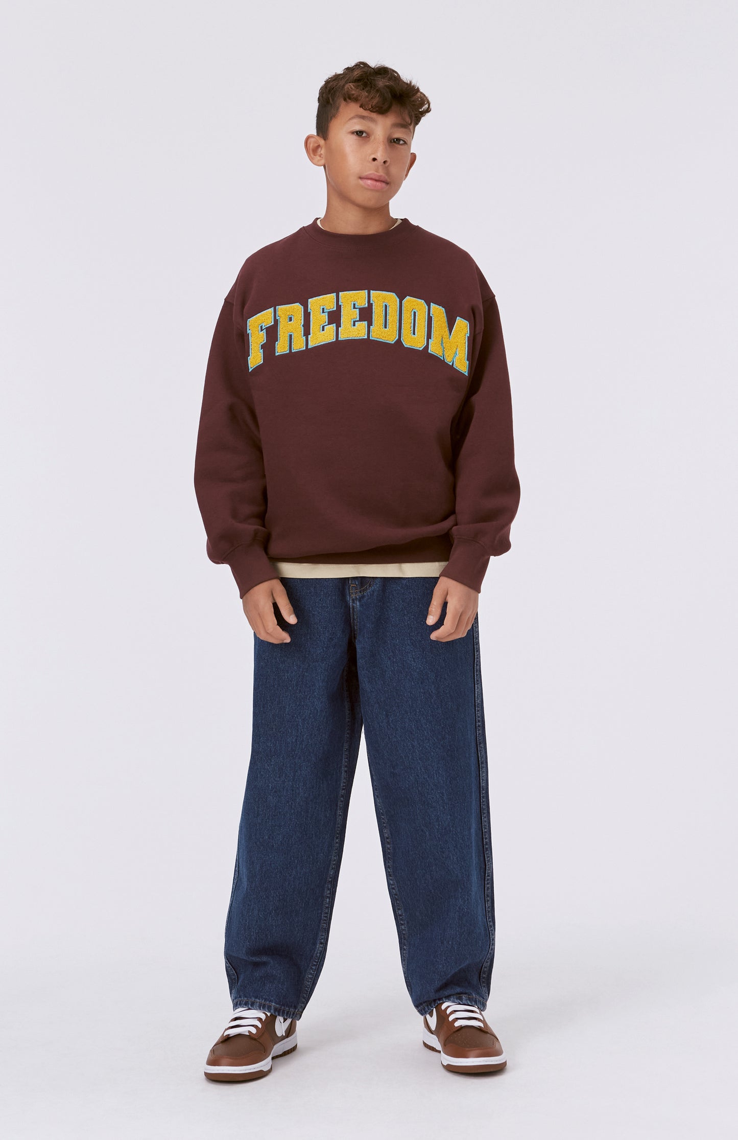 Felpa girocollo bordeaux Freedom