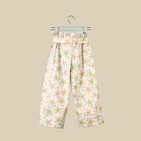Pantalone lungo a vita alta con stampa Star Rainbow