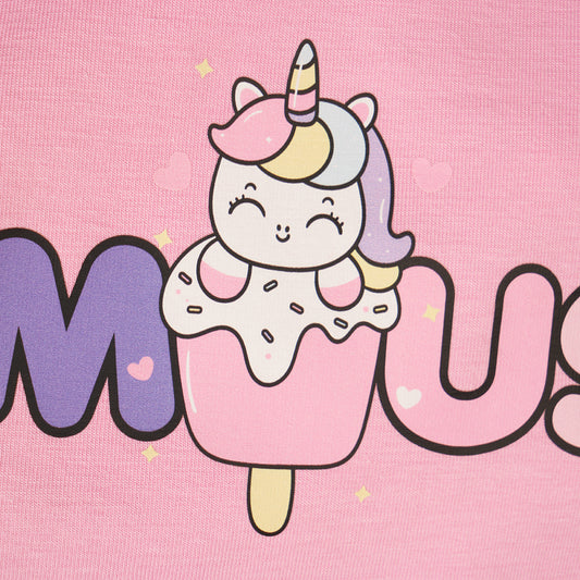 T-shirt crop rosa cicca Unicorn