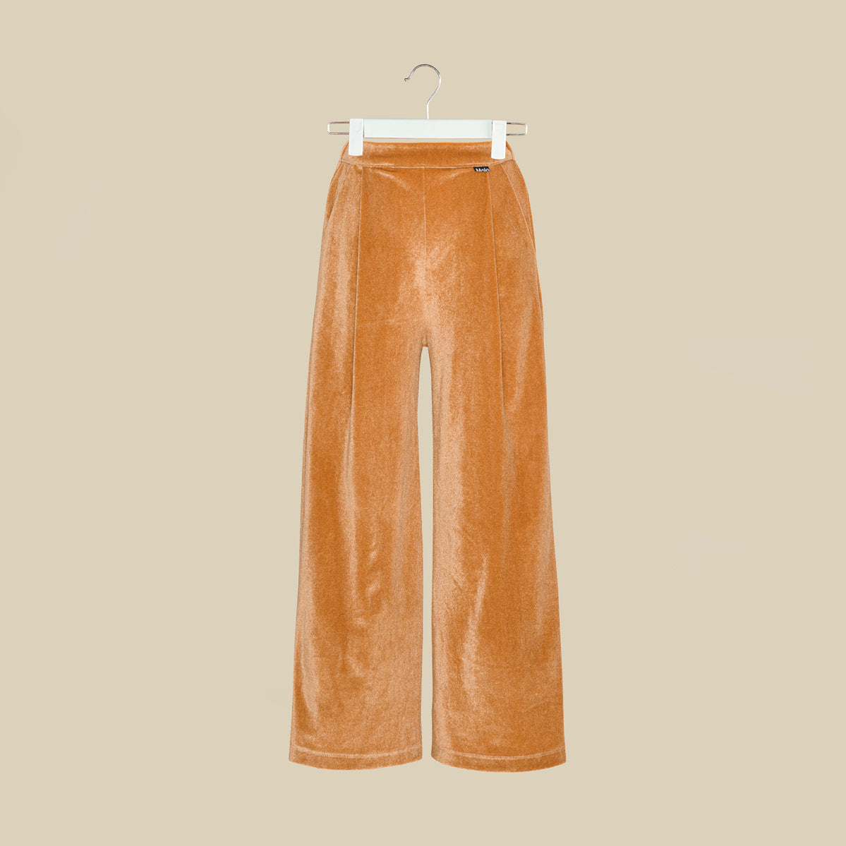 Pantalone lungo dorato gamba larga
