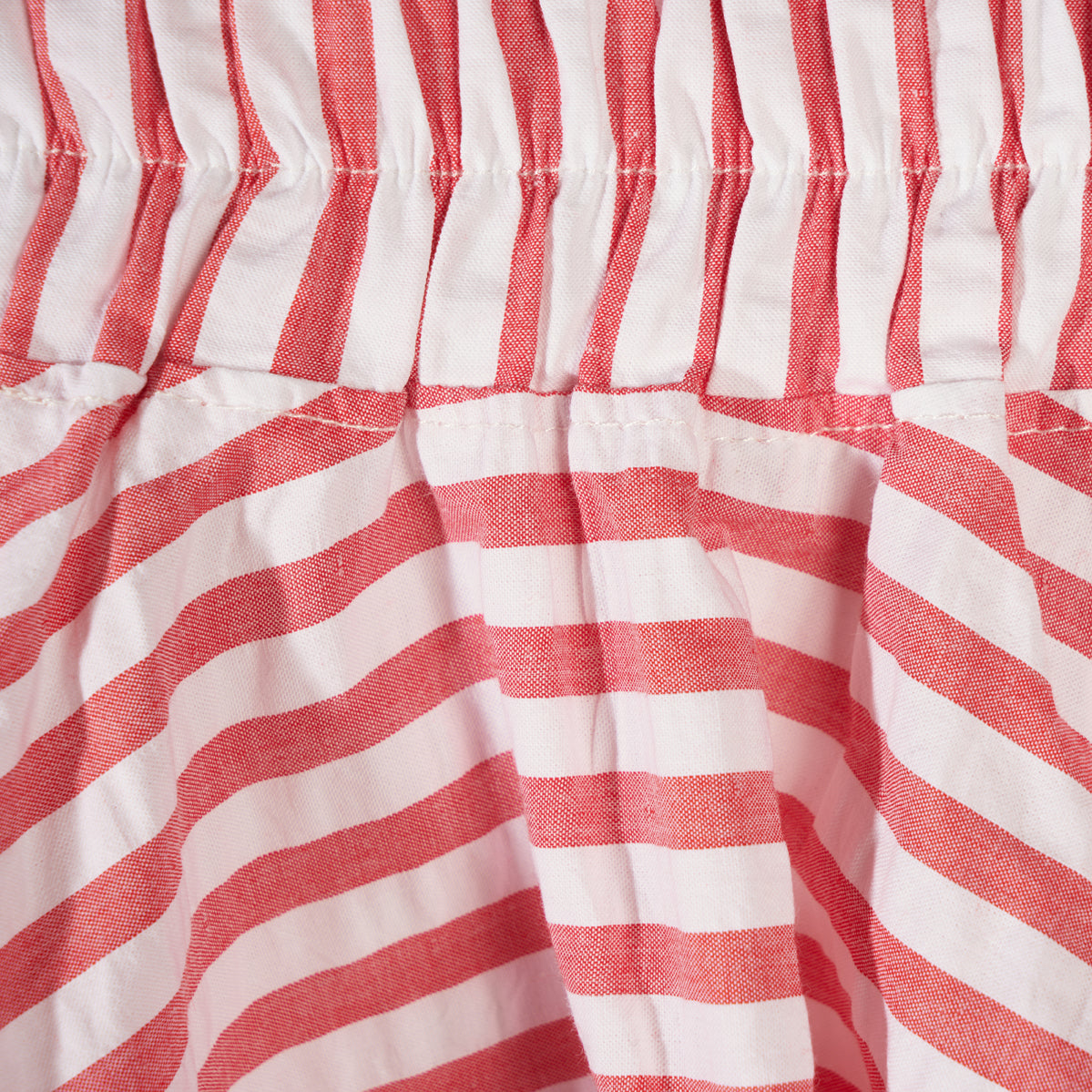 Gonna in cotone a righe bianche e rosso fragola