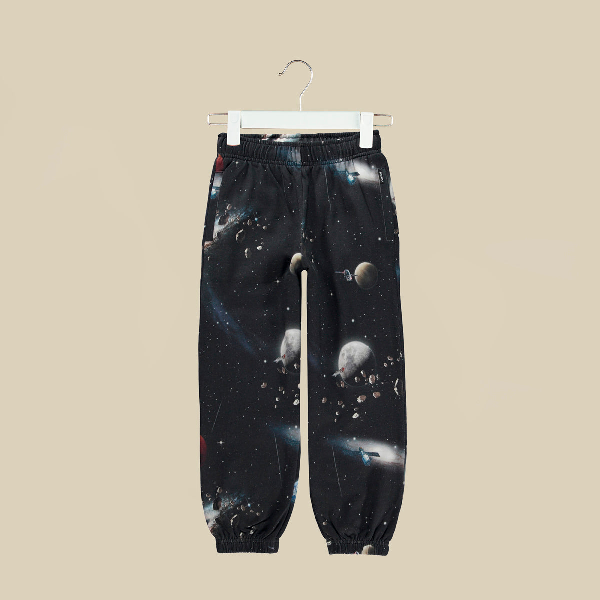Pantalone lungo jogger blu scuro con stampa Space