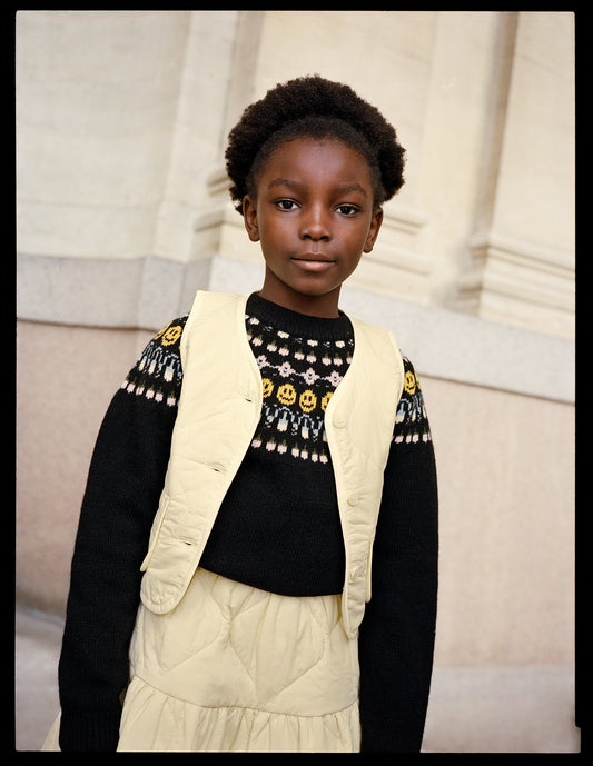 Maglione girocollo nero con motivo nordico