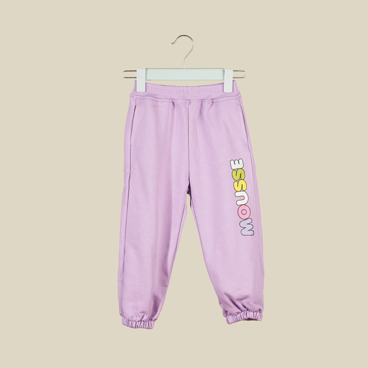 Pantalone jogger lilla con logo sul lato