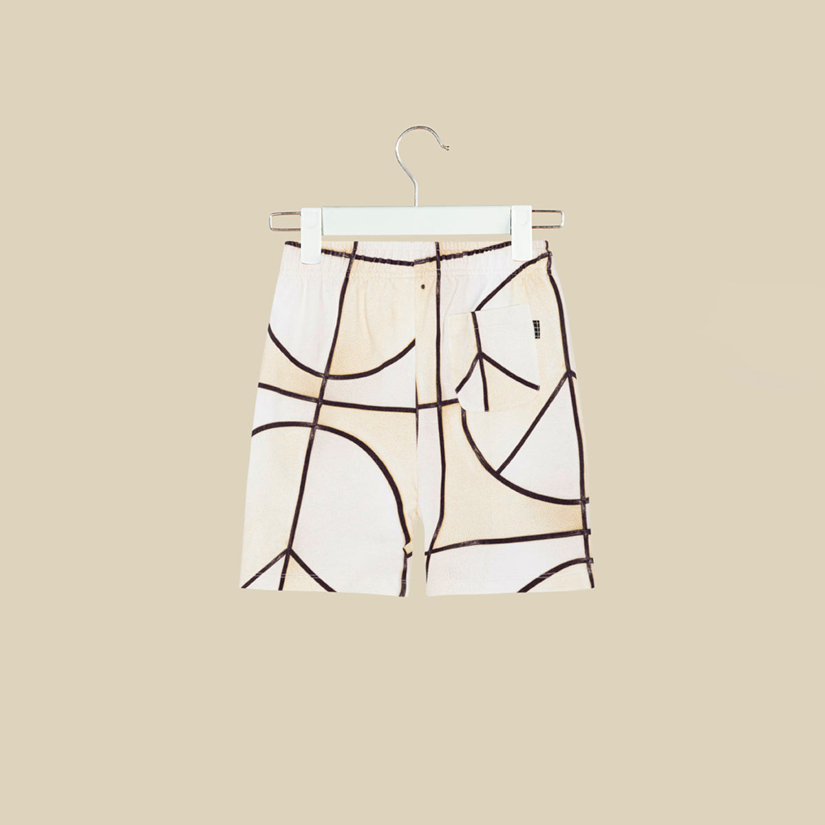 Shorts beige con stampa basket
