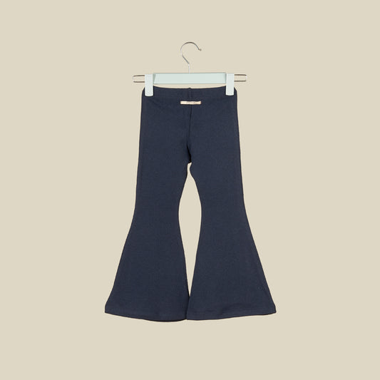 Pantalone scampanato in caldo cotone blu