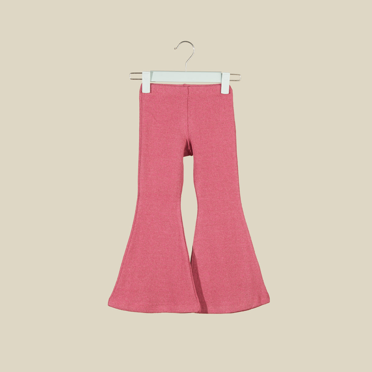 Pantalone scampanato in caldo cotone malva