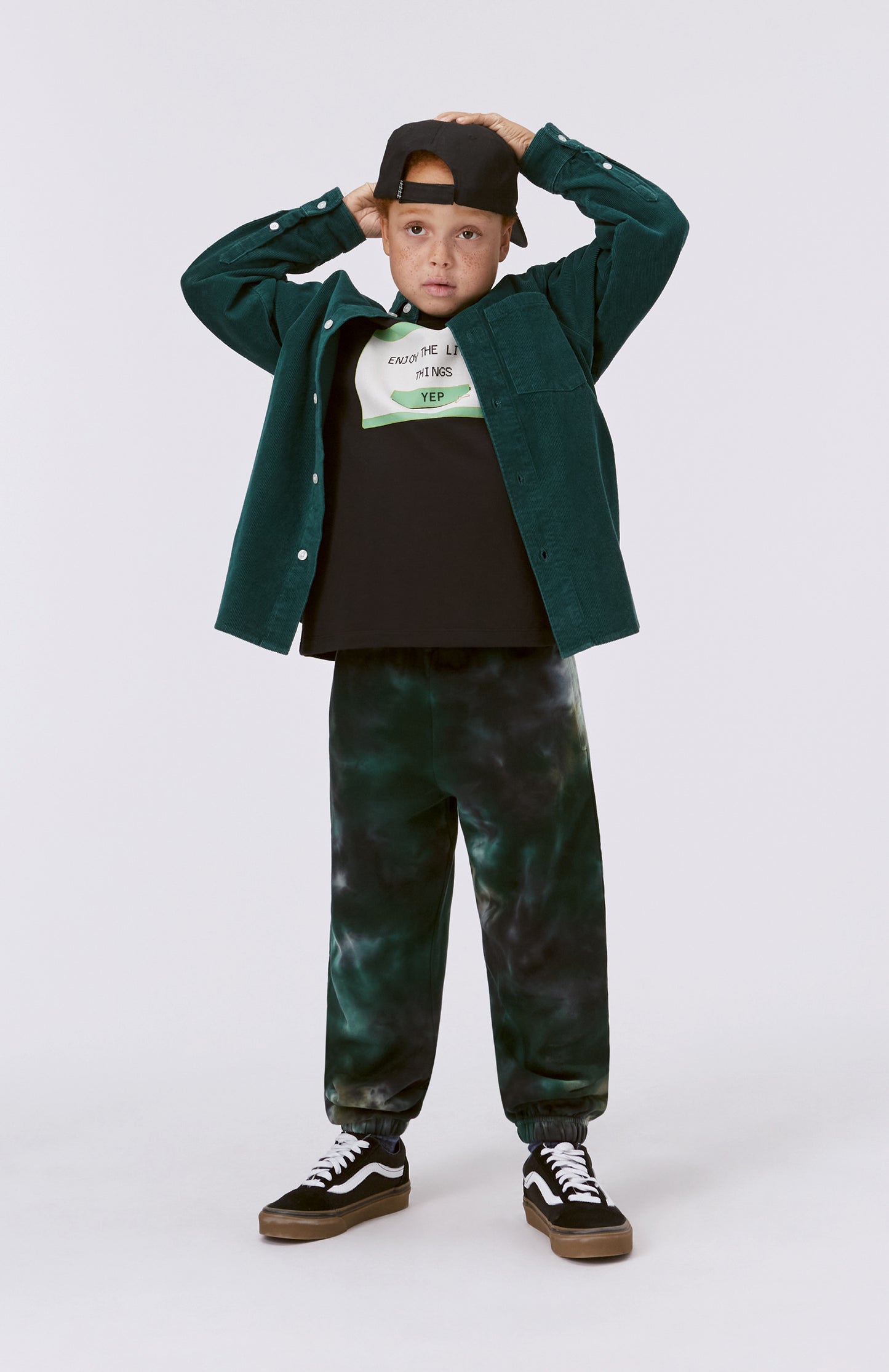 Pantalone lungo jogger verde tie-dye