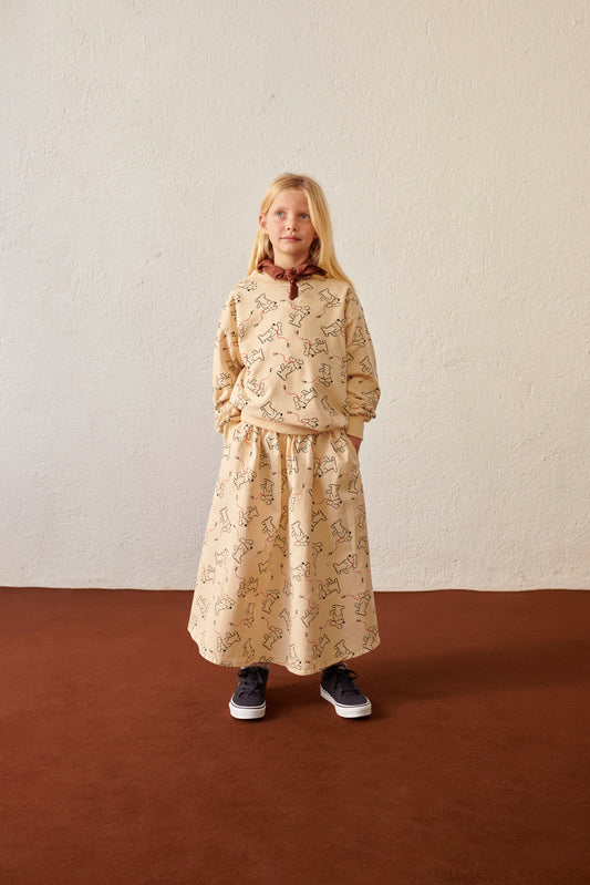 Felpa girocollo panna con stampa cagnolini