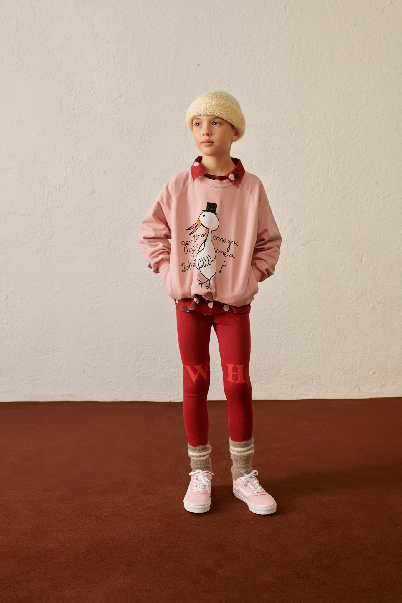 Leggings bordeaux con logo sulle ginocchia