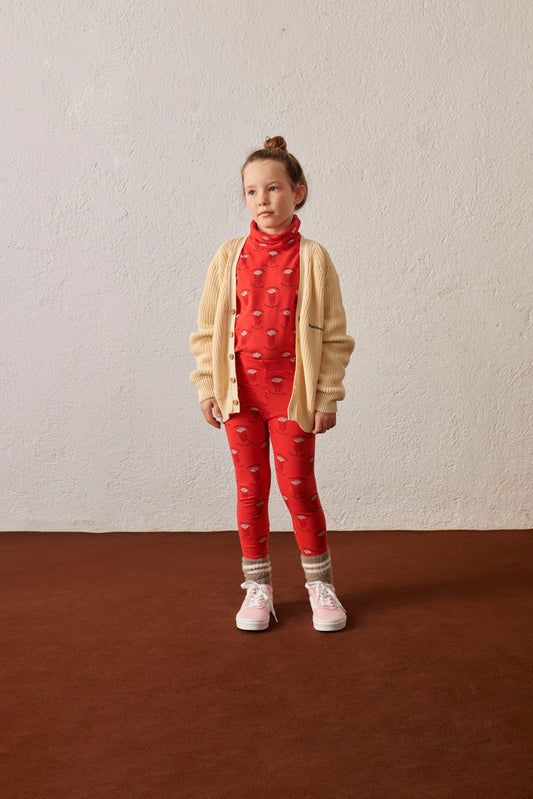 Leggings rossi con Pop Corn all over