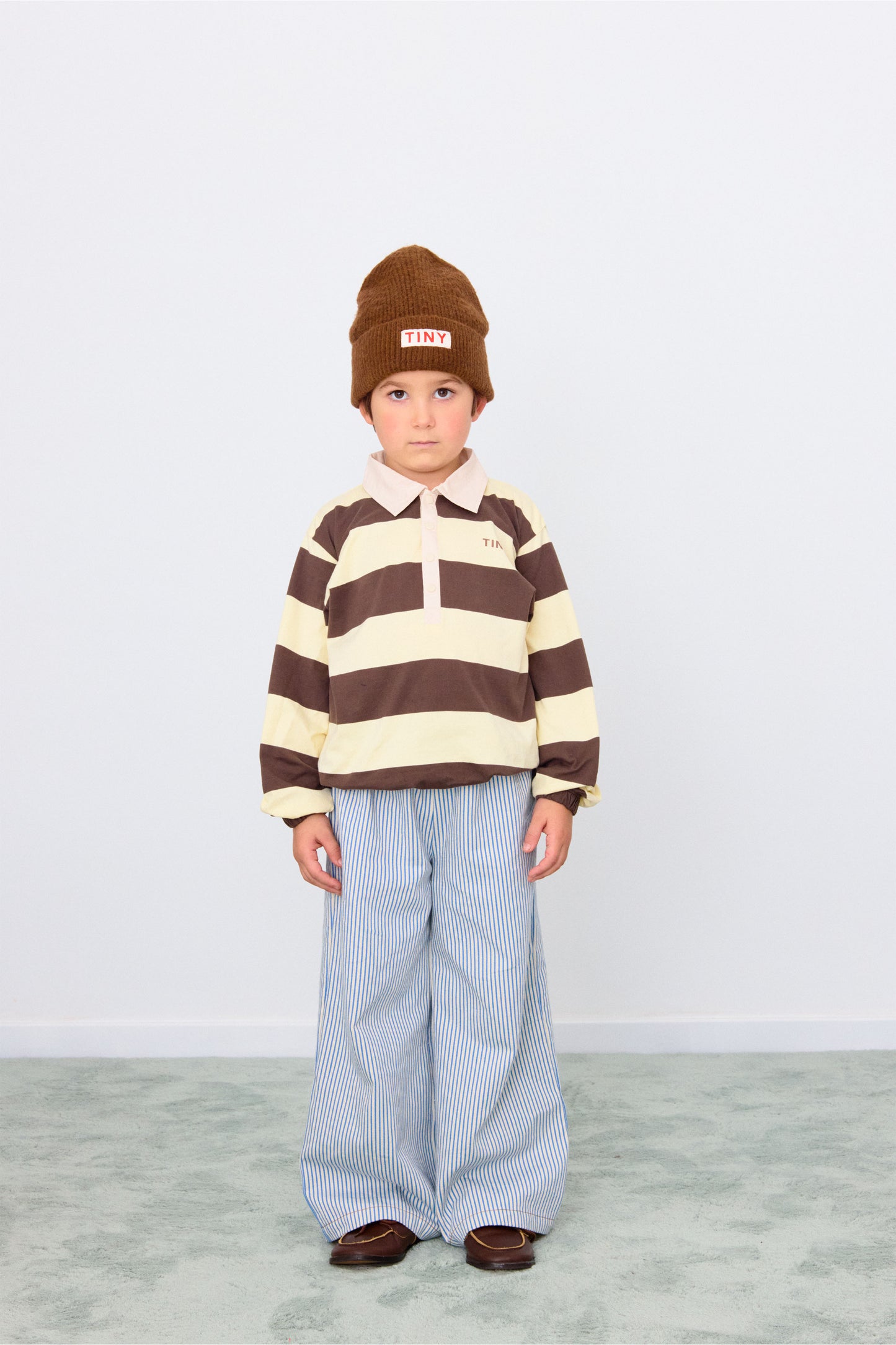 T-shirt maniche lunghe a righe marroni e beige