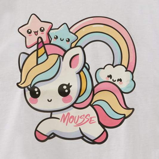 T-shirt bianca con unicorno