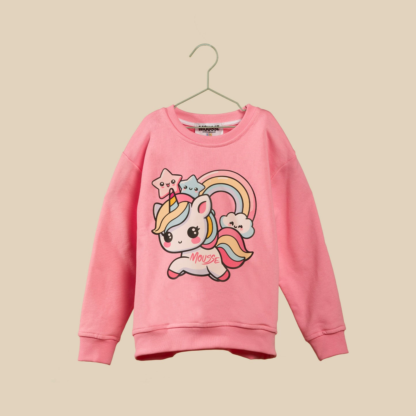 Felpa rosa con unicorno arcobaleno