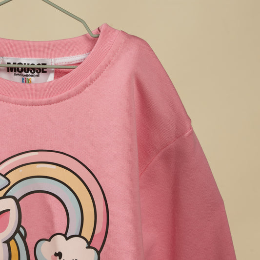 Felpa rosa con unicorno arcobaleno