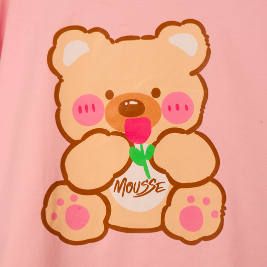 T-shirt rosa manica lunga Orsetto