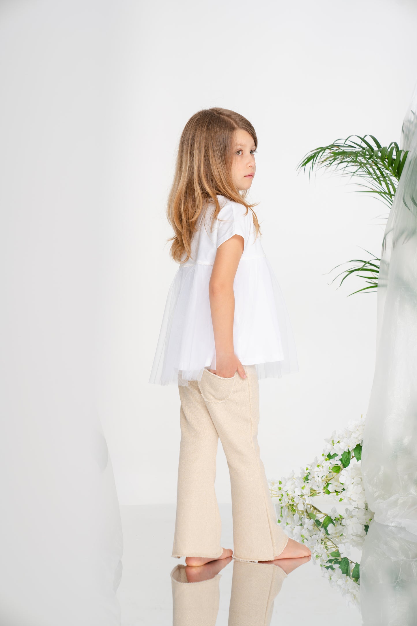 Pantalone svasato color oro