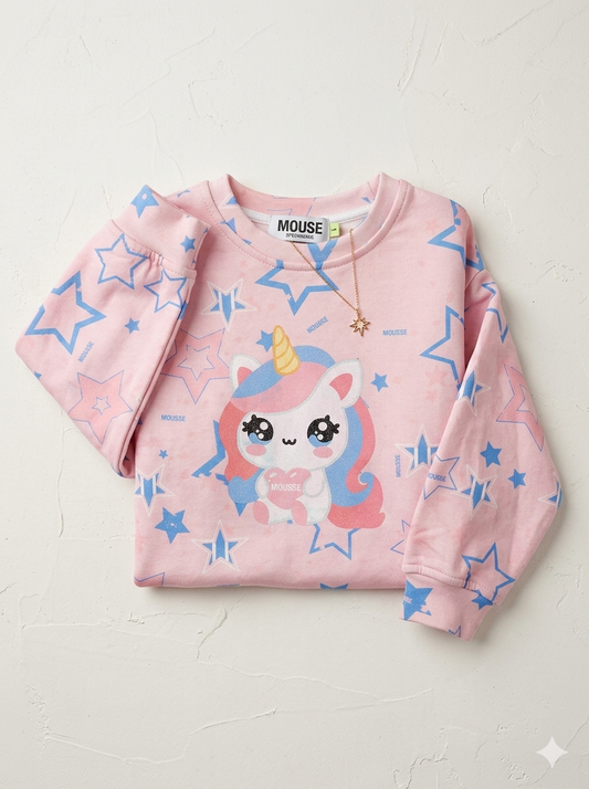 Felpa rosa Unicorn star