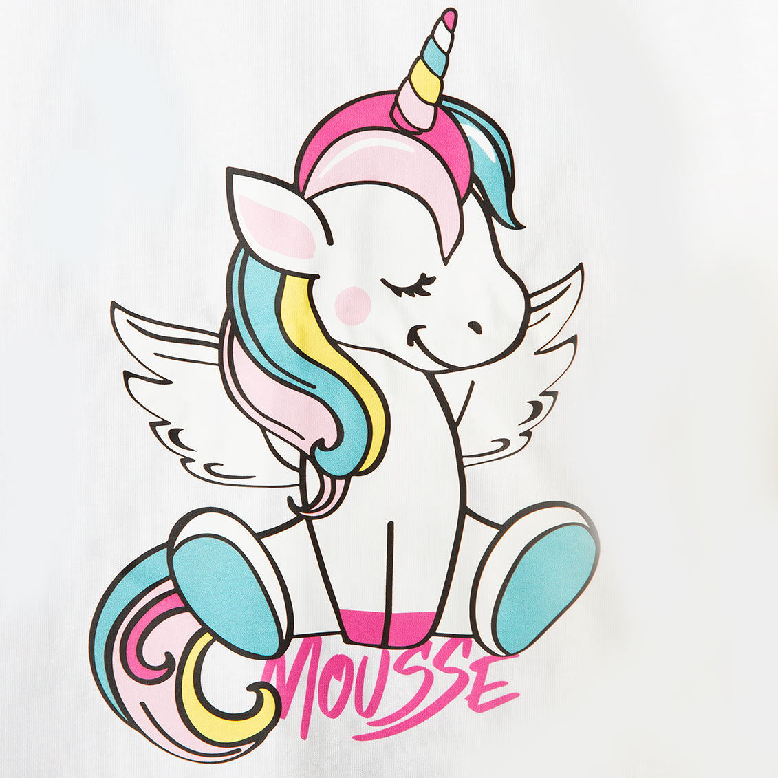 T-shirt bianca manica lunga Unicorn