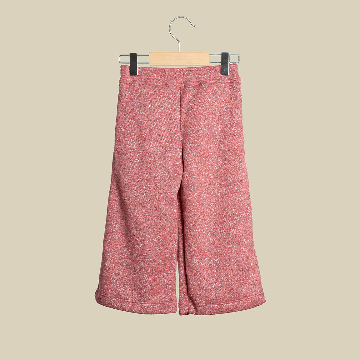 Pantalone largo in lurex rosa