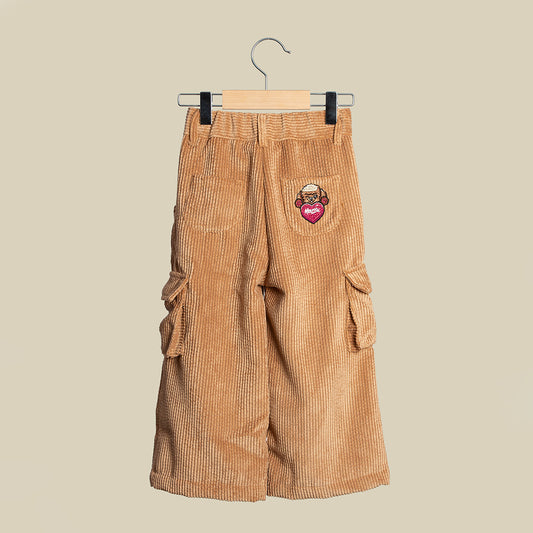 Pantalone cargo velluto a costine cammello con Arthur