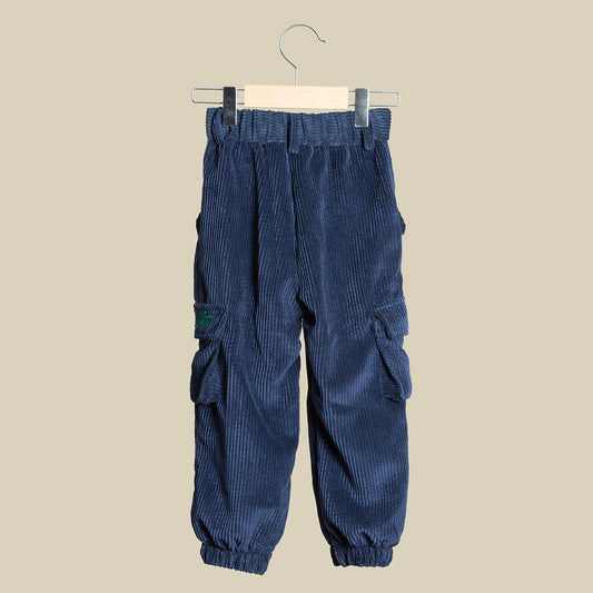 Pantalone cargo velluto a costine blu navy