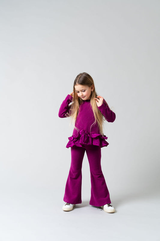 Pantalone scampanato in caldo cotone orzo