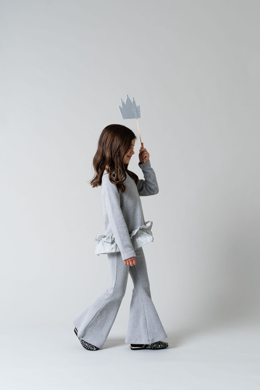 Pantalone scampanato in caldo cotone nero