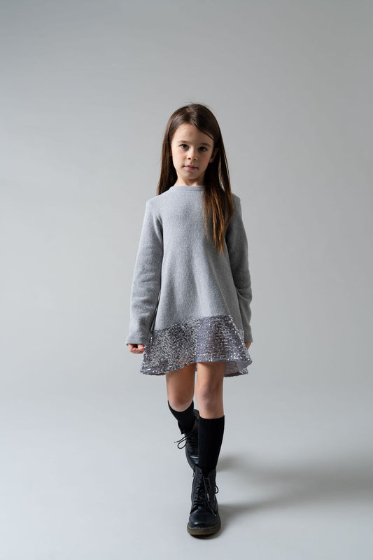 Vestino in caldo cotone grigio con paillettes