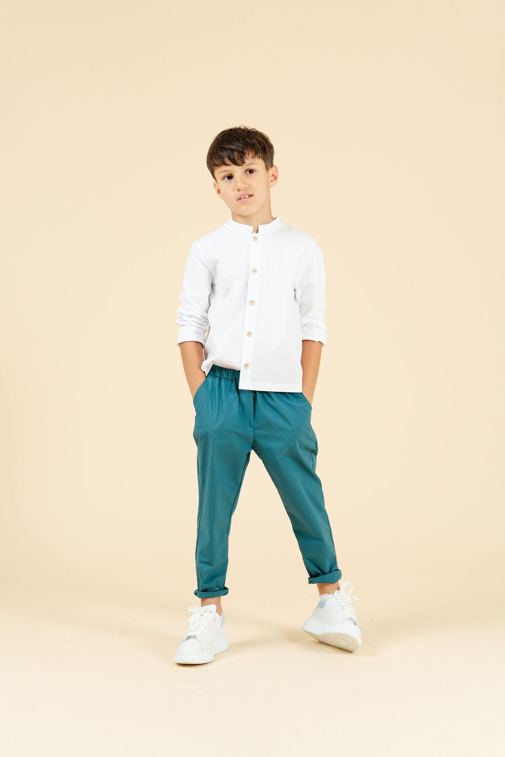 Camicia bianca coreana in cotone