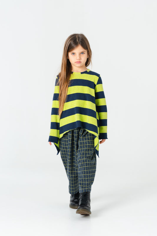 Maglia in caldo cotone a righe latte e grigio