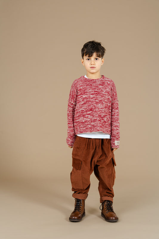 Pantalone baggy velluto a costine color tabacco