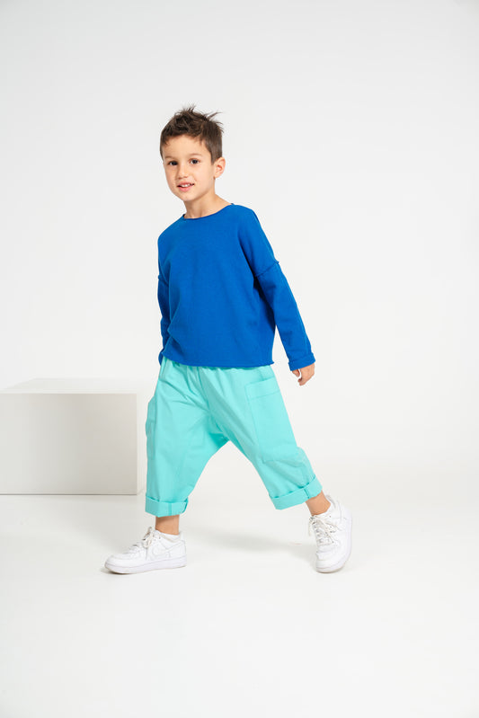 Maglia di cotone leggero blu elettrico